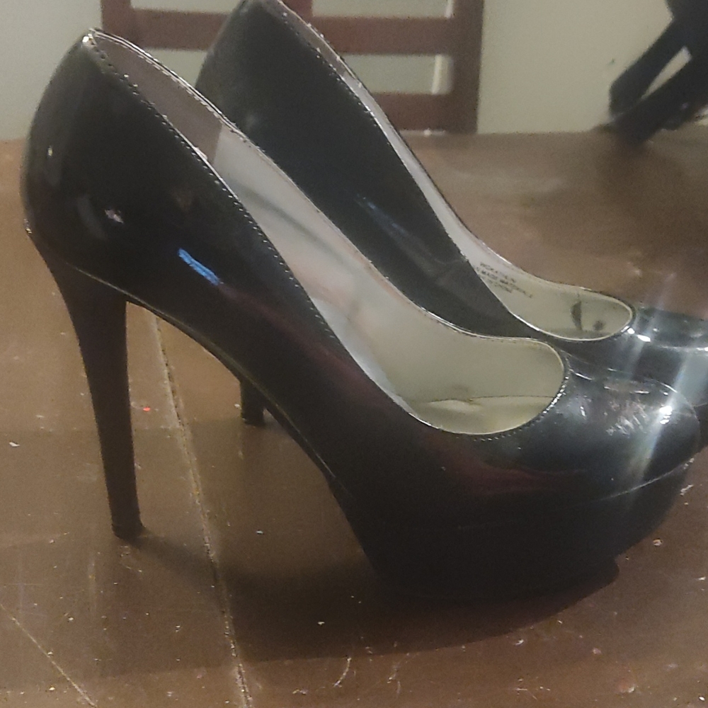 Black patent high. Heels